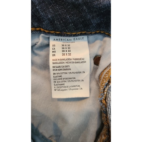 Mens American Eagle Oufitters Blue Jeans Slim Straigh Size 30x32 Next Level Flex - Picture 7 of 13